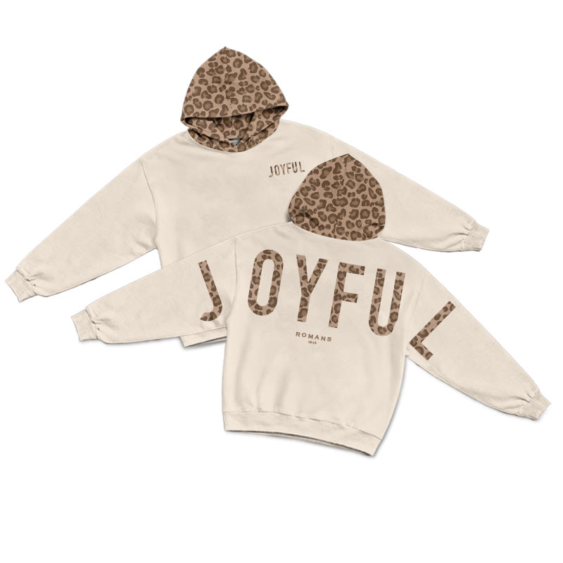 Joyful Romans 12:12 Leopard Design Patchwork Print Causal Hoodie - Apricot - US44-46(8XL) - image 2