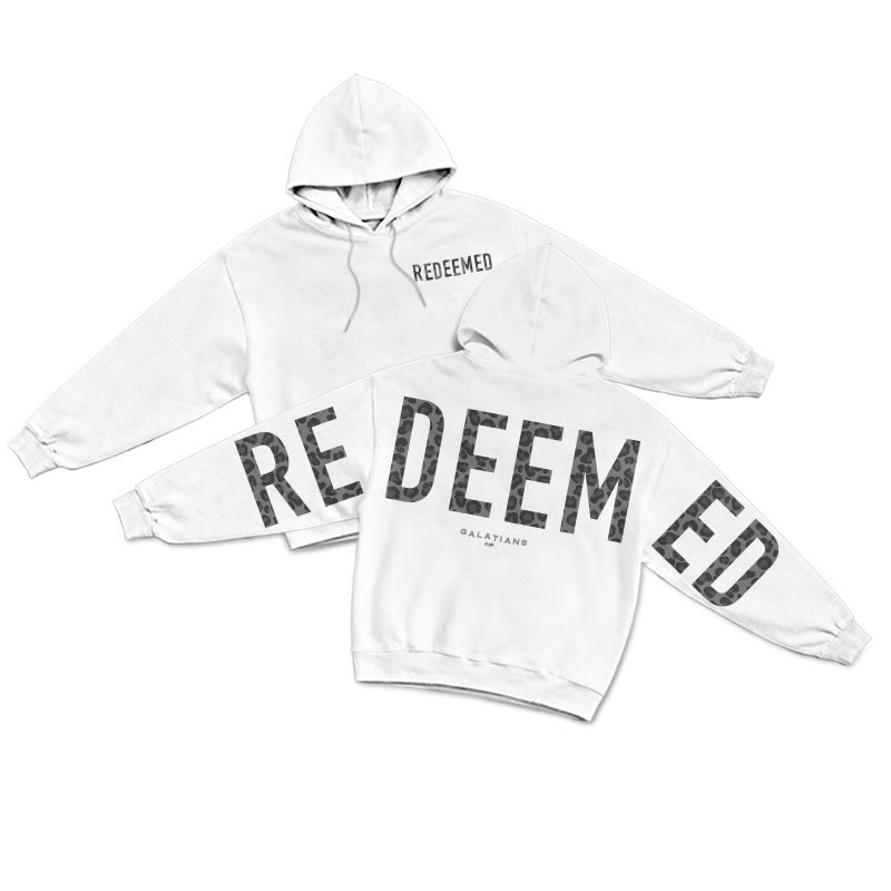 Leopard Design Redeemed Galatians 2:20 Print Hoodie - White - US16-18(2XL) - image 2