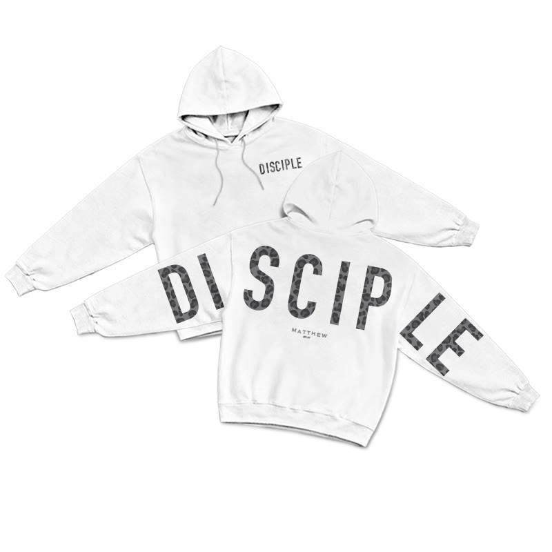Leopard Design Disciple Matthew 28:19 Print Hoodie - White - US16-18(2XL) - image 3