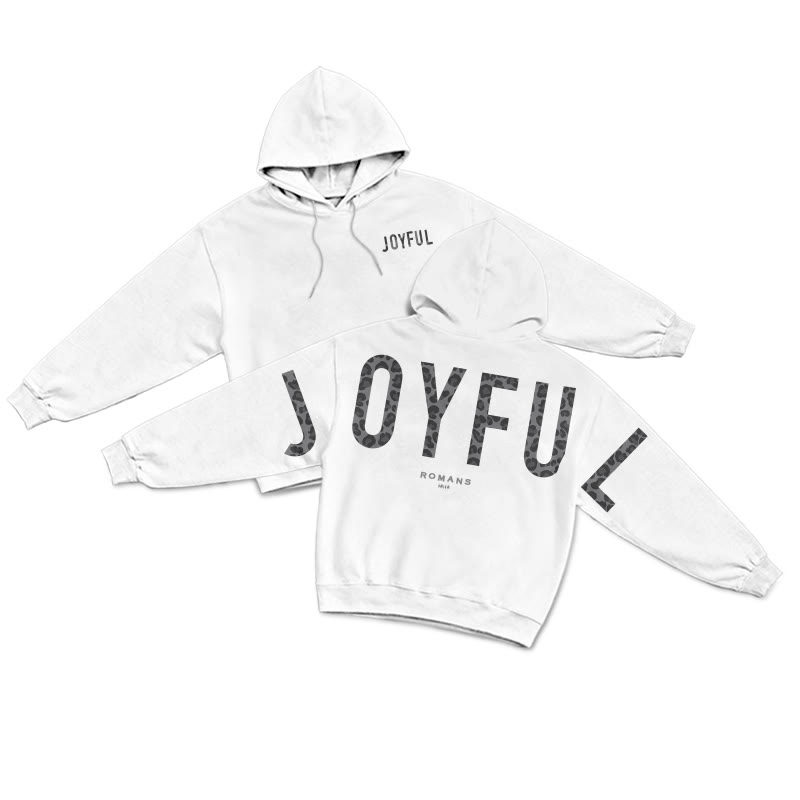 Leopard Design Joyful Romans 12:12 Print Hoodie - White - US16-18(2XL) - image 2