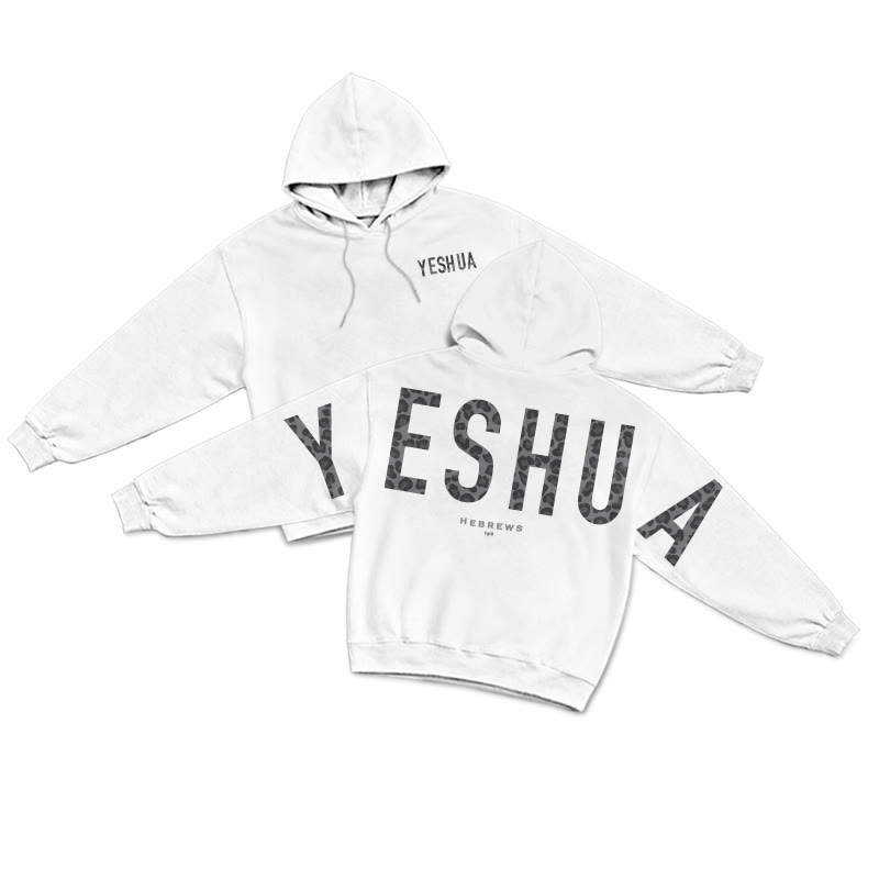 Leopard Design Yeshua Hebrews 13:8 Print Hoodie - White - US16-18(2XL) - image 2