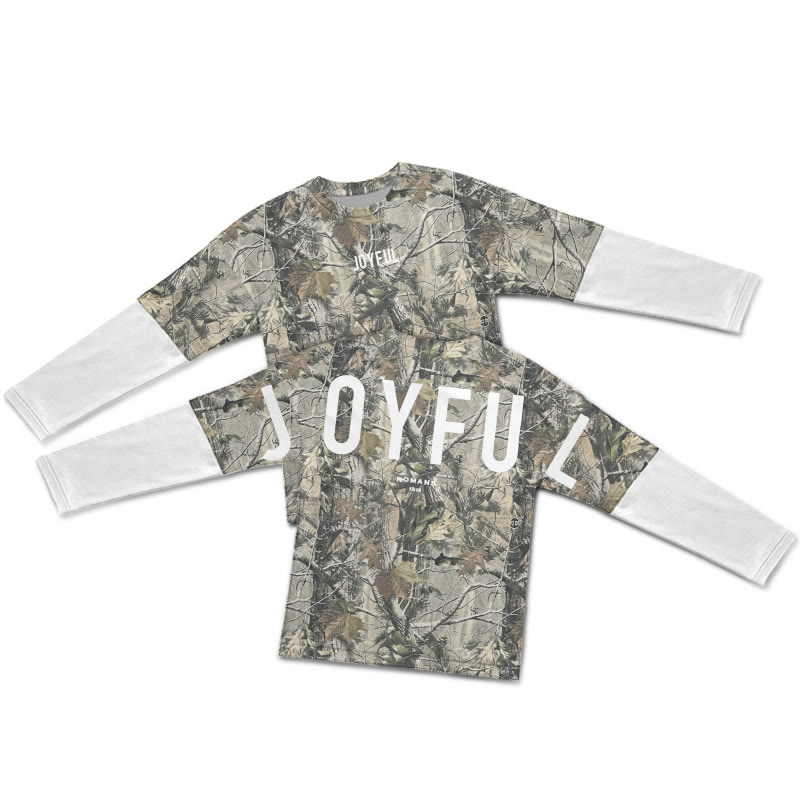 Dead Leaves Camouflage Joyful Romans 12:12 Print Layered-style T-shirt  - White - 5XL - image 2