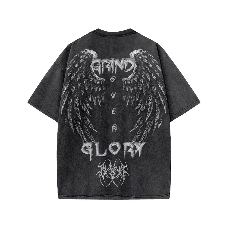Grind Over Glory Print Acid Washed T-shirt - image 1
