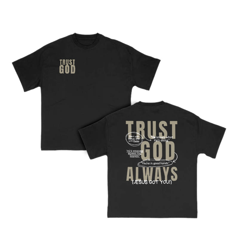 Trust God Always Print T-shirt - Black - US16-18(2XL) - image 2