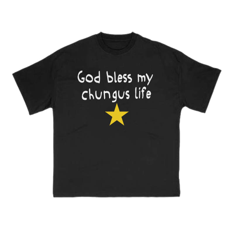 God Bless My Chungus Life Print T-shirt - Black - US16-18(2XL) - image 1