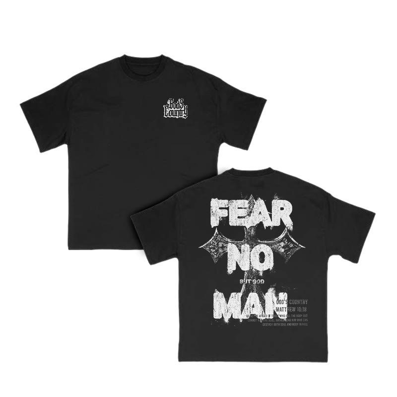 Fear No Man But God Print T-shirt - Black - US16-18(2XL) - image 2