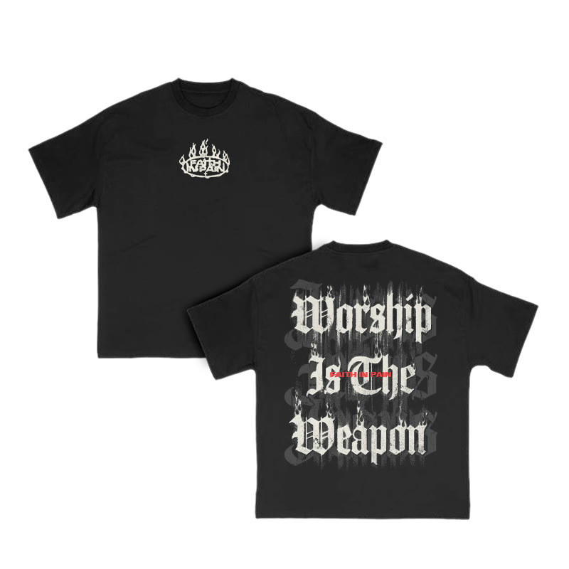 Worship Is The Weapon Print T-shirt - Black - US16-18(2XL) - image 2
