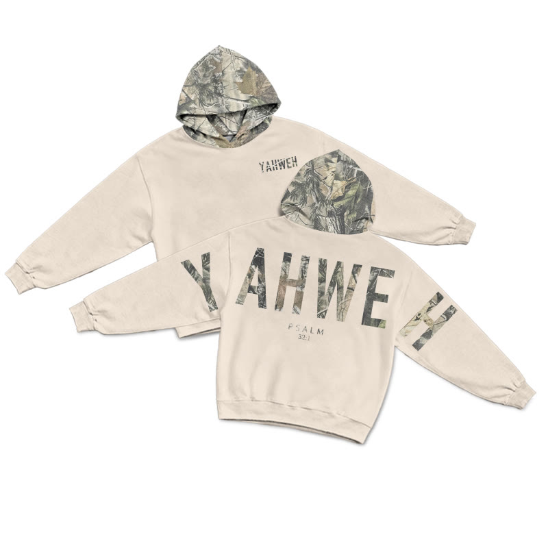 YAHWEH Psalm 32:1 Dead Leaves Camouflage Print Hoodie - Apricot - US28-30(4XL) - image 2