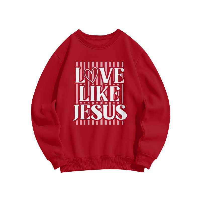 Love Like Jesus Striped Valentine's Day Print Sweatshirt - Red - US16-18(2XL) - image 1