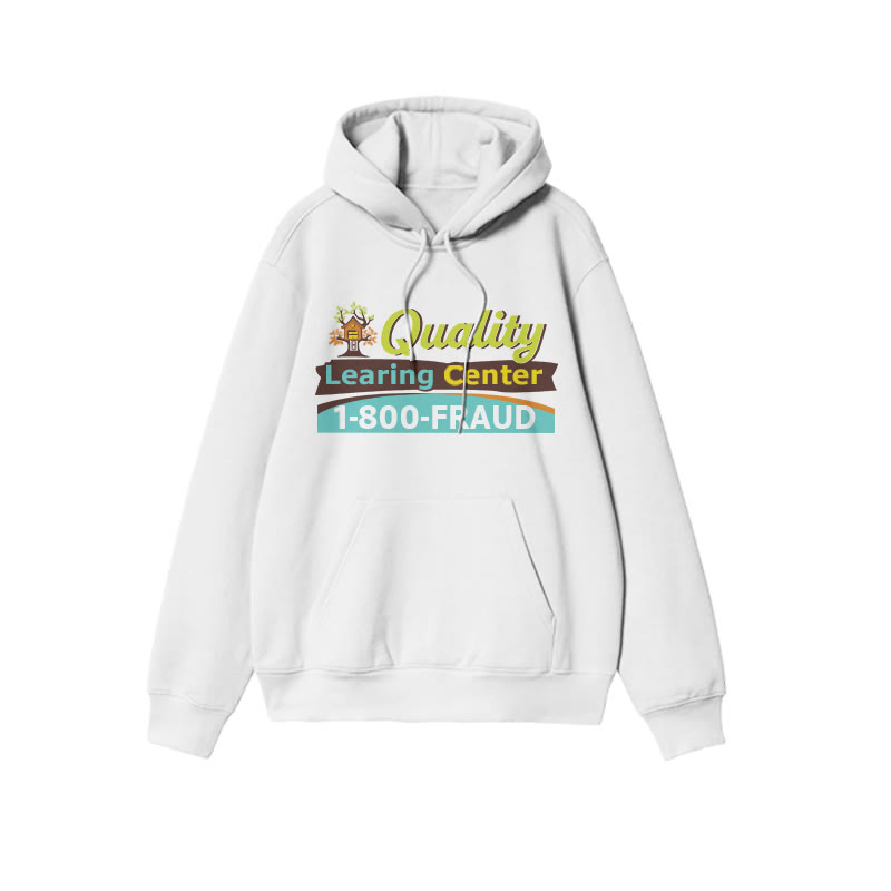 Quality Learing Center 1-800-fraud Print Causal Hoodie - White - US16-18(2XL) - image 3