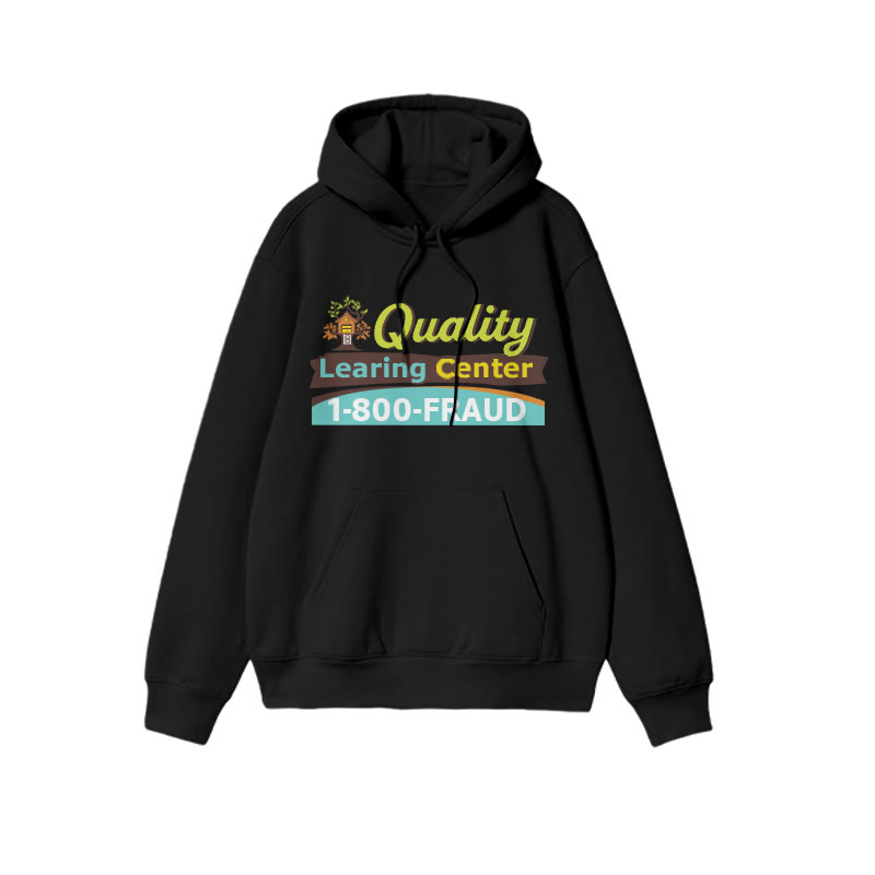 Quality Learing Center 1-800-fraud Print Causal Hoodie - Black - US16-18(2XL) - image 2