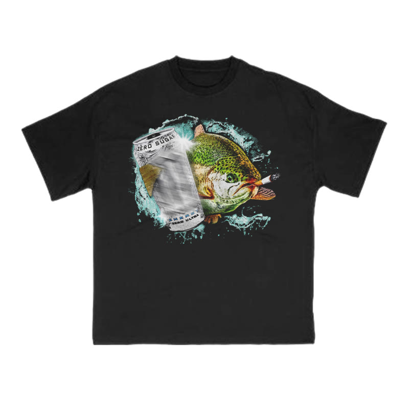 Dope Ass Fish Funny Print T-shirt - Black - US16-18(2XL) - image 1