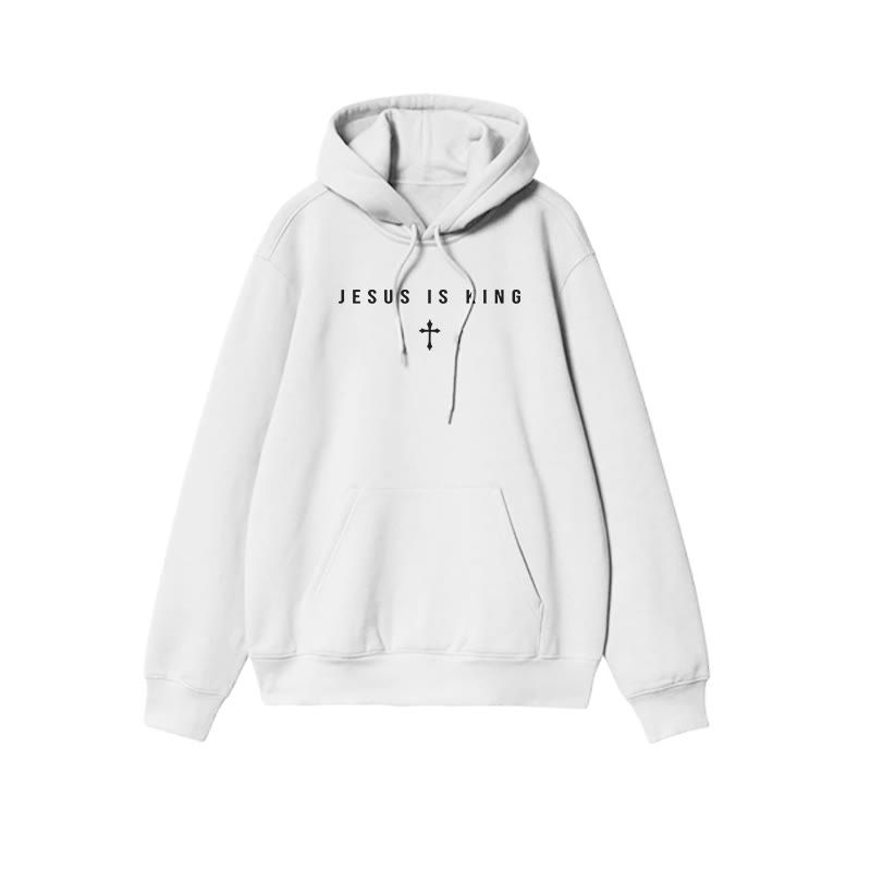 Jesus Is King Simple Design Print Causal Hoodie - White - US16-18(2XL) - image 2