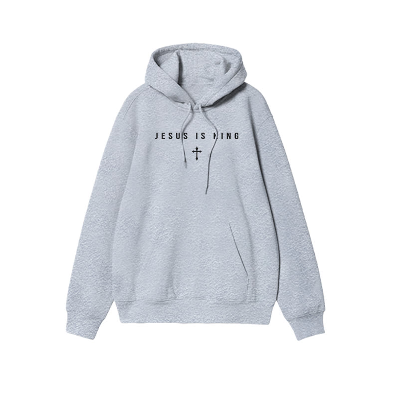 Jesus Is King Simple Design Print Causal Hoodie - Grey - US16-18(2XL) - image 3