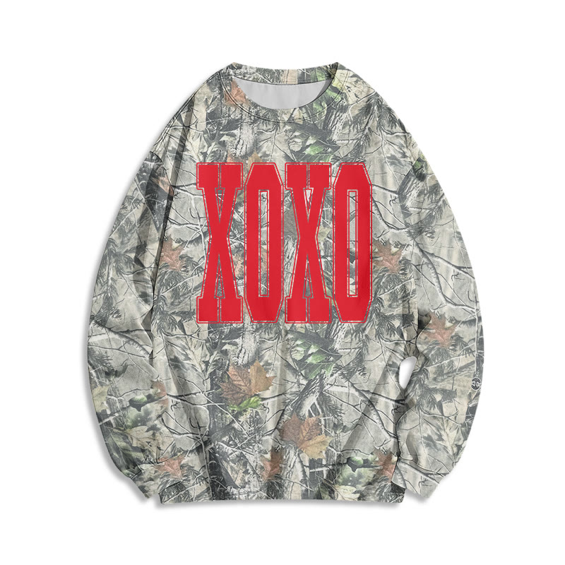 Xoxo Camo Valentine's Day Print Long Sleeve T-shirt - Green - 6XL - image 1