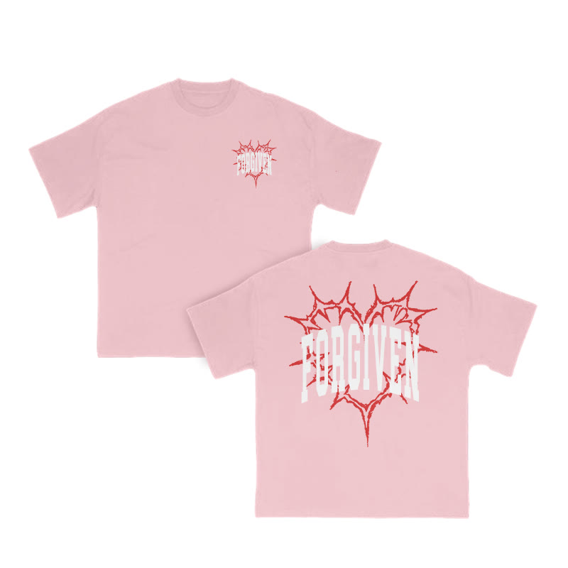 Forgiven Thorn Heart-shaped Valentine's Day Print T-shirt - Pink - US16-18(2XL) - image 1