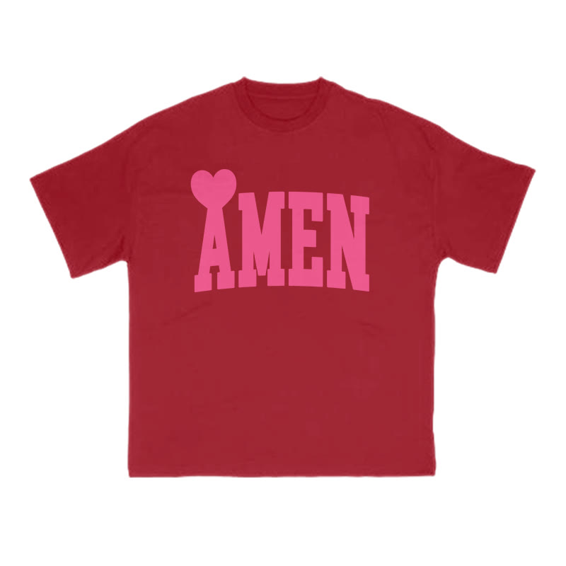 Amen Valentine's Day Print T-shirt - Red - US16-18(2XL) - image 2