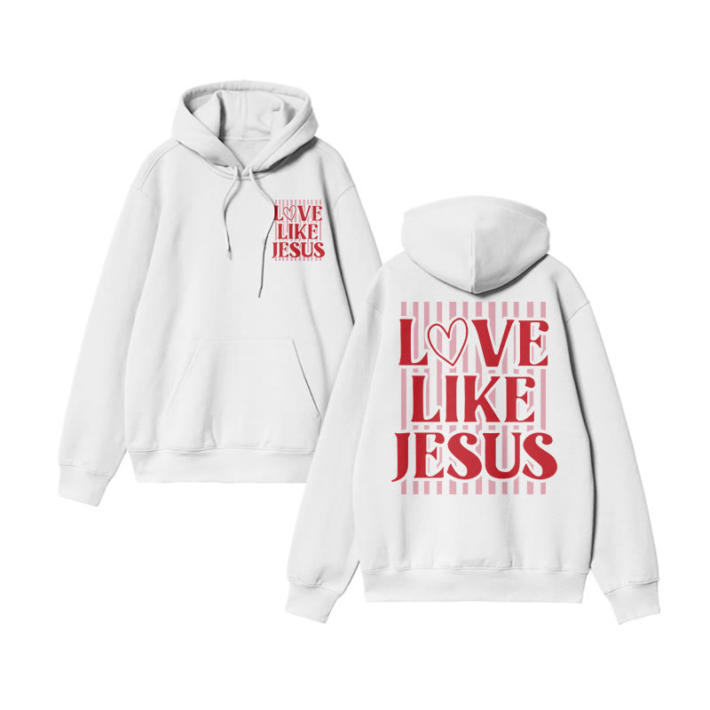 Love Like Jesus Striped Valentine's Day Print Hoodie - White - US16-18(2XL) - image 3