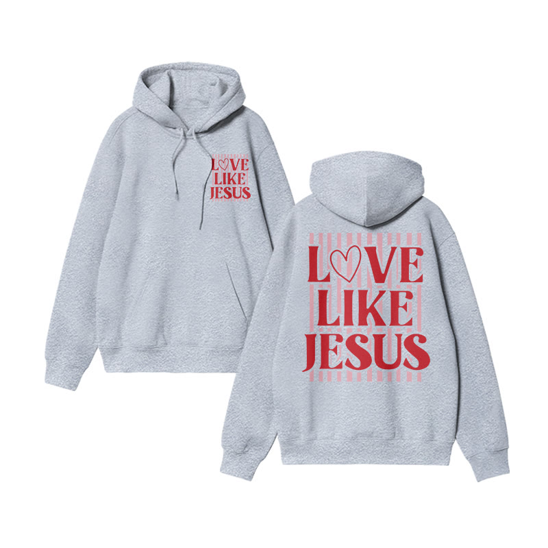 Love Like Jesus Striped Valentine's Day Print Hoodie - Grey - US16-18(2XL) - image 5