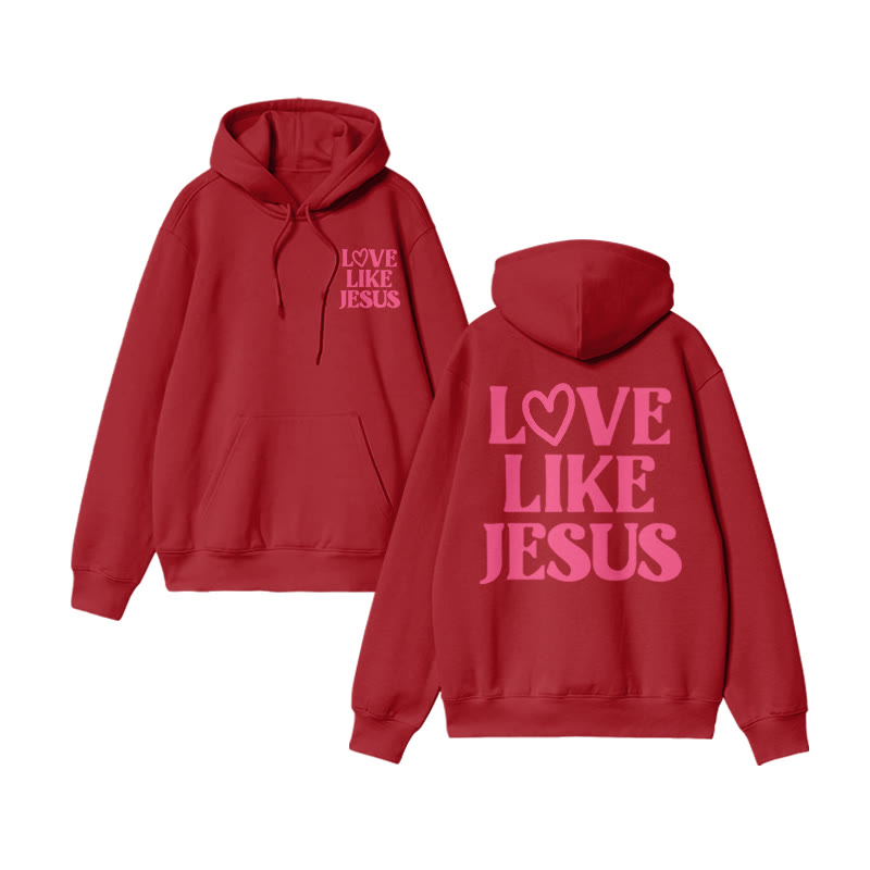 Love Like Jesus Valentine's Day Print Hoodie - Red - US16-18(2XL) - image 2