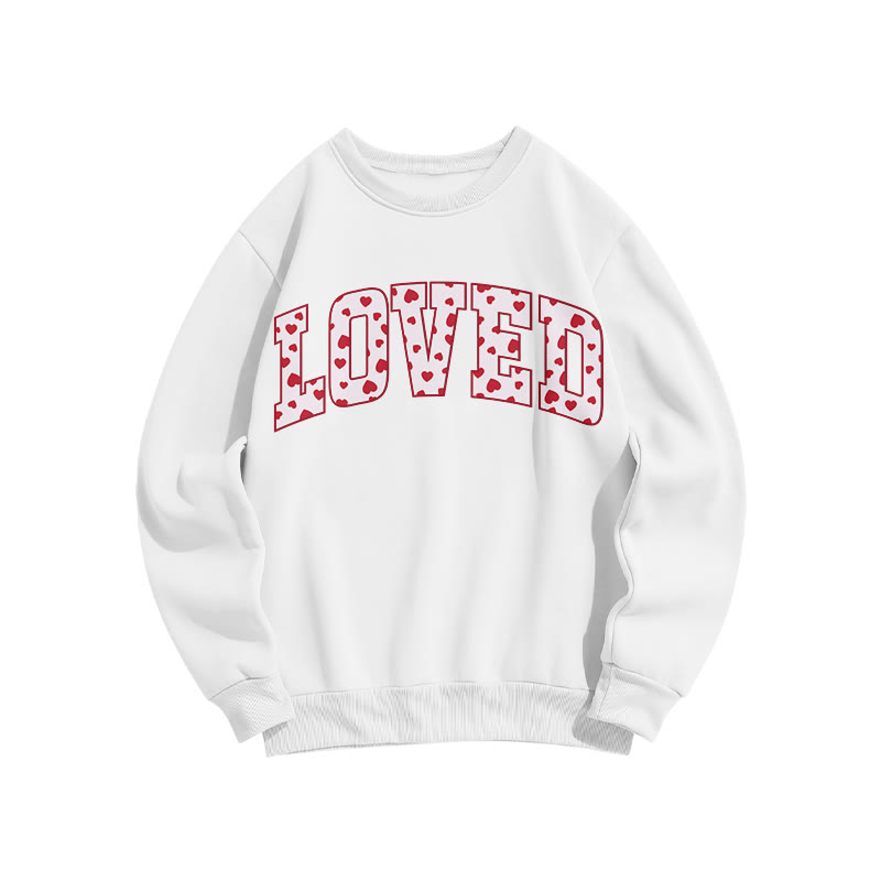 Heart Patterns Loved Valentine's Day Print Sweatshirt - White - US16-18(2XL) - image 2