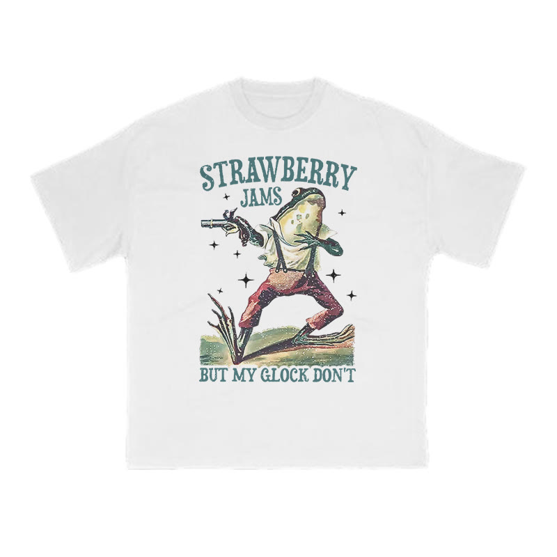Strawberry Jams But My Glock Don't Print T-shirt - White - US16-18(2XL) - image 2