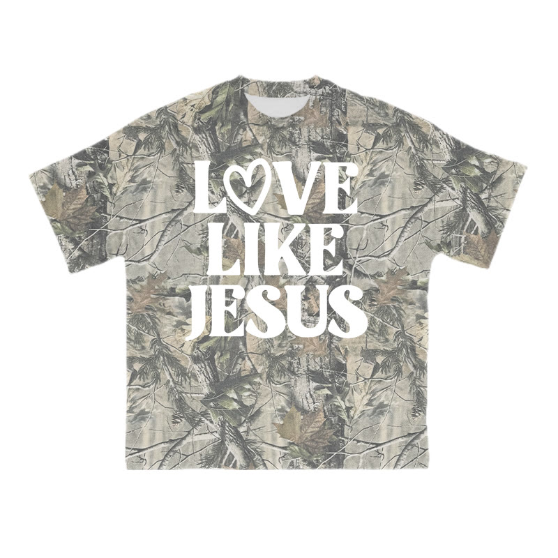 Love Like Jesus Valentine's Day Camouflage Print T-shirt - White - 8XL - image 2