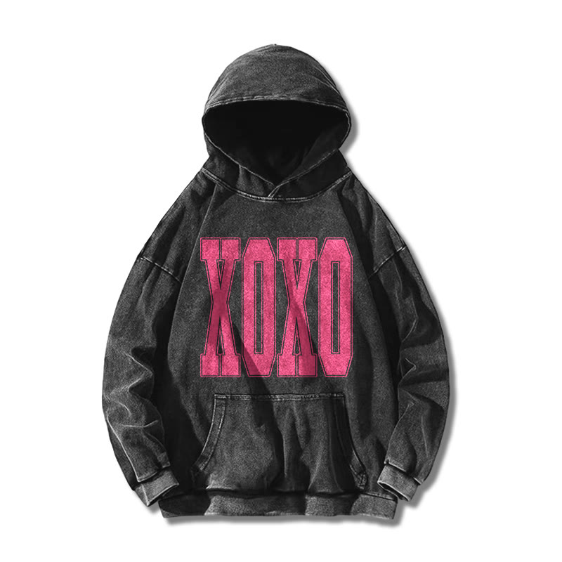 Xoxo Valentine's Day Printed Washed Hoodie  - Black - US16-18(2XL) - image 2