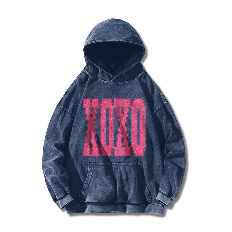 Xoxo Valentine's Day Printed Washed Hoodie  - Blue - US16-18(2XL) - image 3