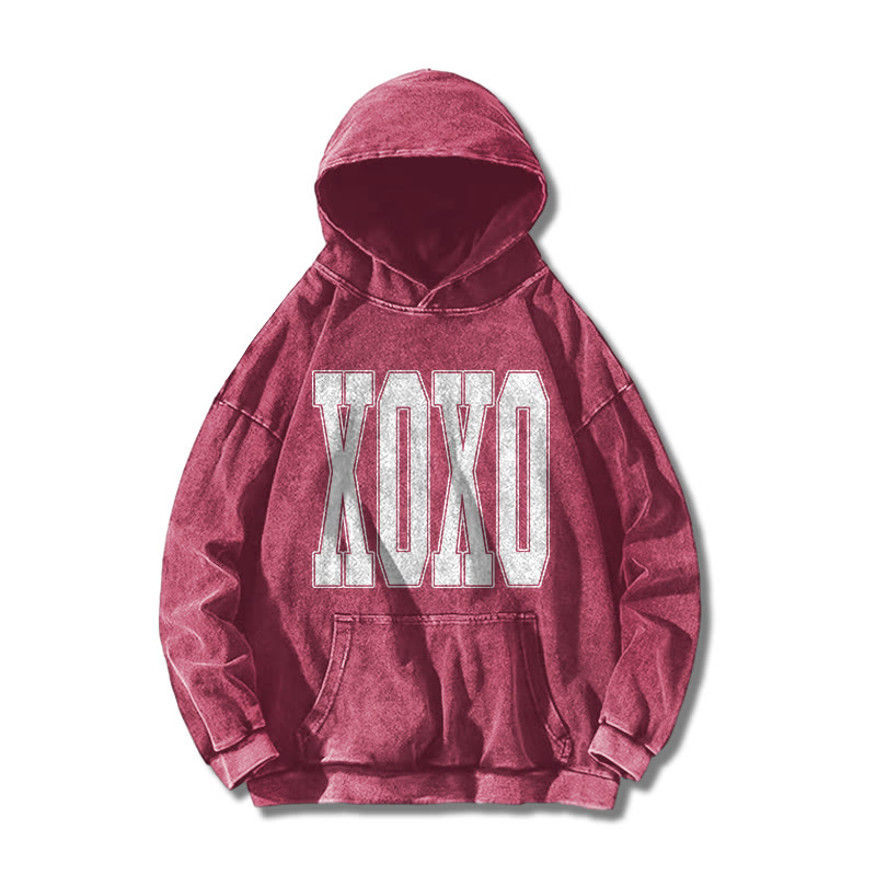 Xoxo Valentine's Day Printed Washed Hoodie  - Rose - US16-18(2XL) - image 1