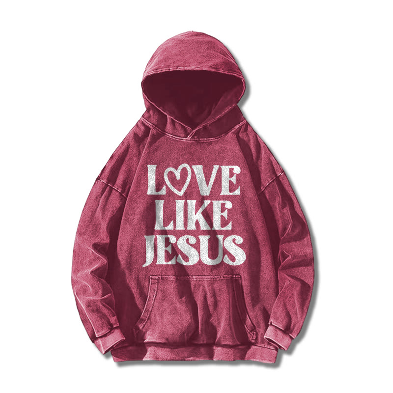 Love Like Jesus Valentine's Day Printed Washed Hoodie  - Rose - US16-18(2XL) - image 1