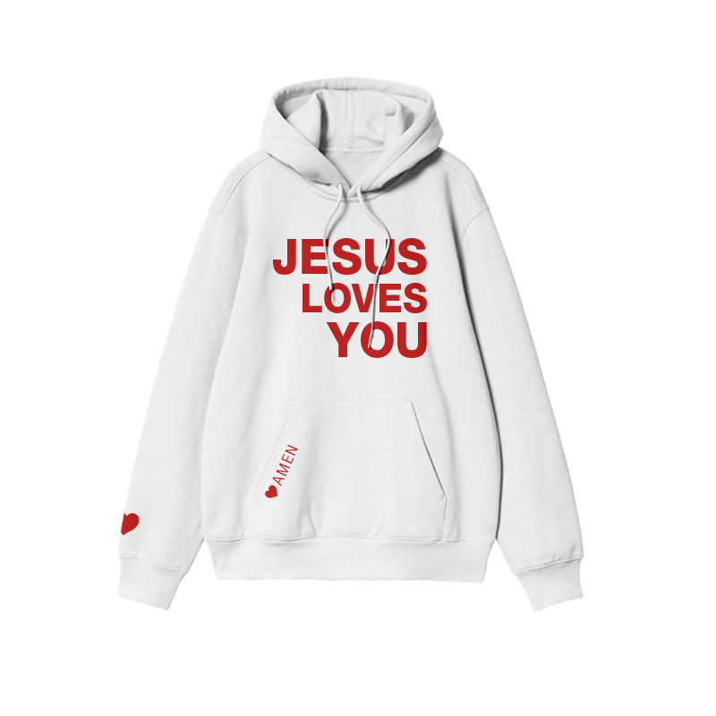 Love Like Jesus Heart Amen Valentine's Day Print Hoodie - White - US16-18(2XL) - image 2