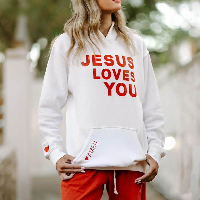 Love Like Jesus Heart Amen Valentine's Day Print Hoodie - image 1