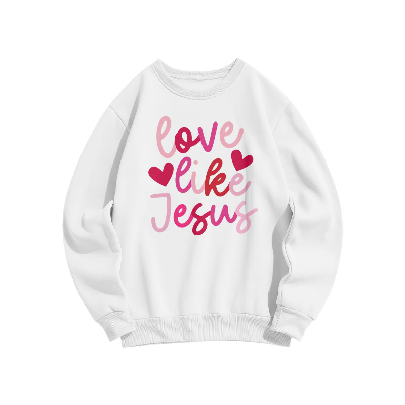 Love Like Jesus Heart Patterns Valentine's Day Print Sweatshirt - White - US16-18(2XL) - image 2