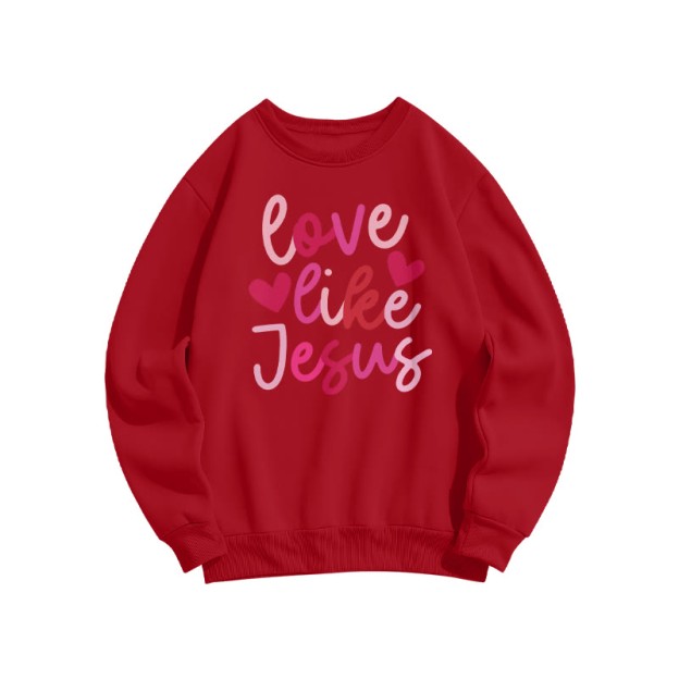 Love Like Jesus Heart Patterns Valentine's Day Print Sweatshirt - Red - US16-18(2XL) - image 1