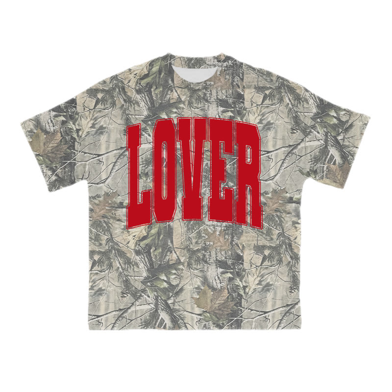 Lover Valentine's Day Camouflage Print T-shirt - Red - 8XL - image 1