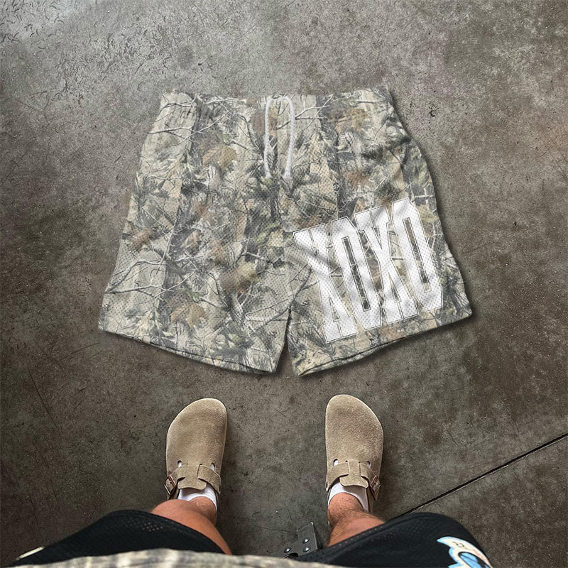 Xoxo Camo Valentine's Day Print Mesh Shorts - White - 5XL - image 2