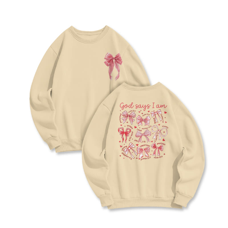 God Says I Am Unique Valentine's Day Print Sweatshirt - Apricot - US16-18(2XL) - image 2