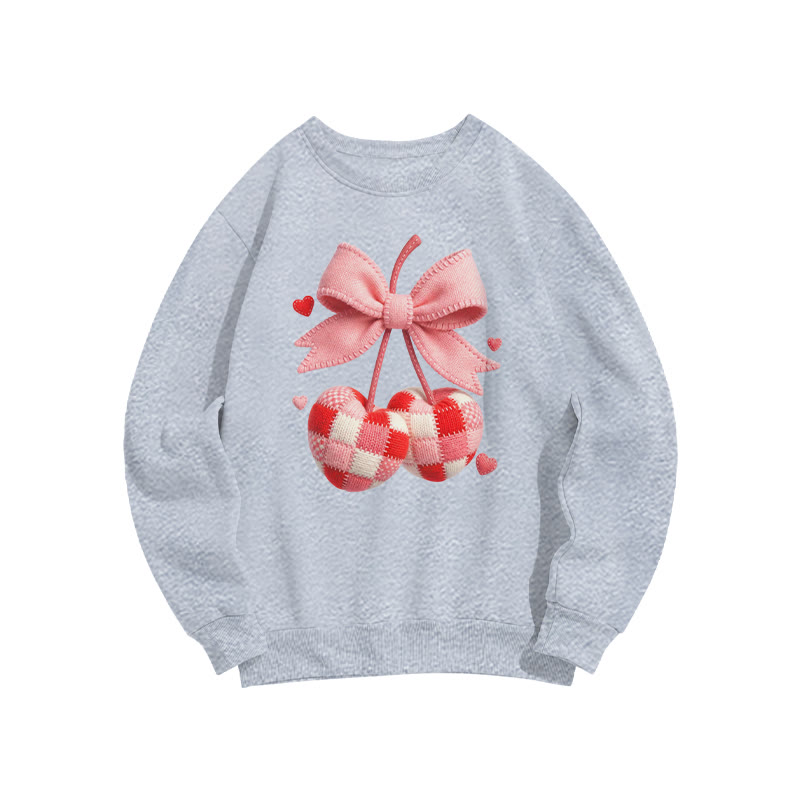 Checked Cherry Valentine's Day Print Sweatshirt - Grey - US16-18(2XL) - image 4