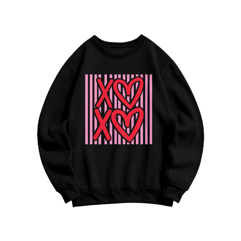 Xoxo Striped Valentine's Day Print Sweatshirt - Black - US16-18(2XL) - image 2