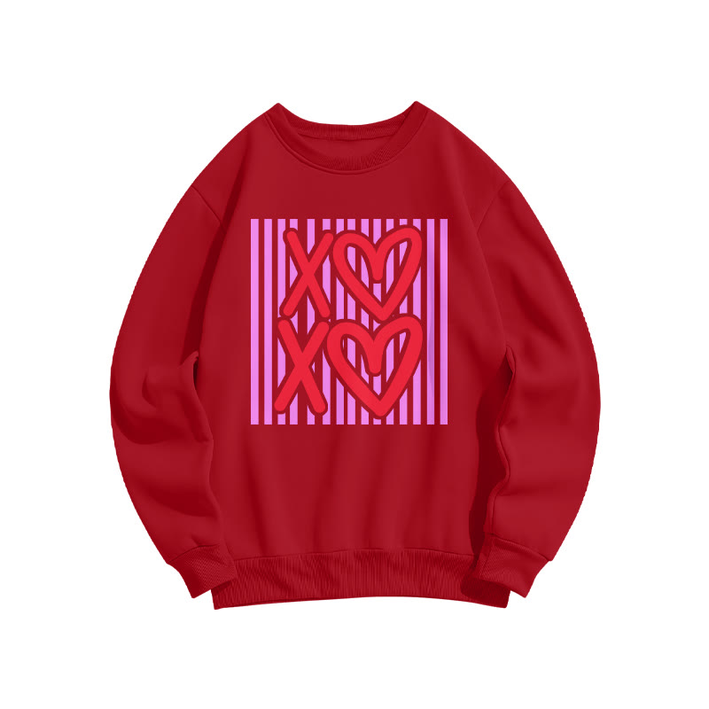 Xoxo Striped Valentine's Day Print Sweatshirt - Red - US16-18(2XL) - image 1