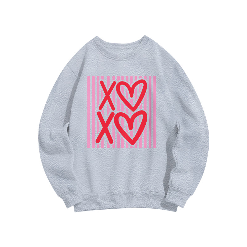 Xoxo Striped Valentine's Day Print Sweatshirt - Grey - US16-18(2XL) - image 4