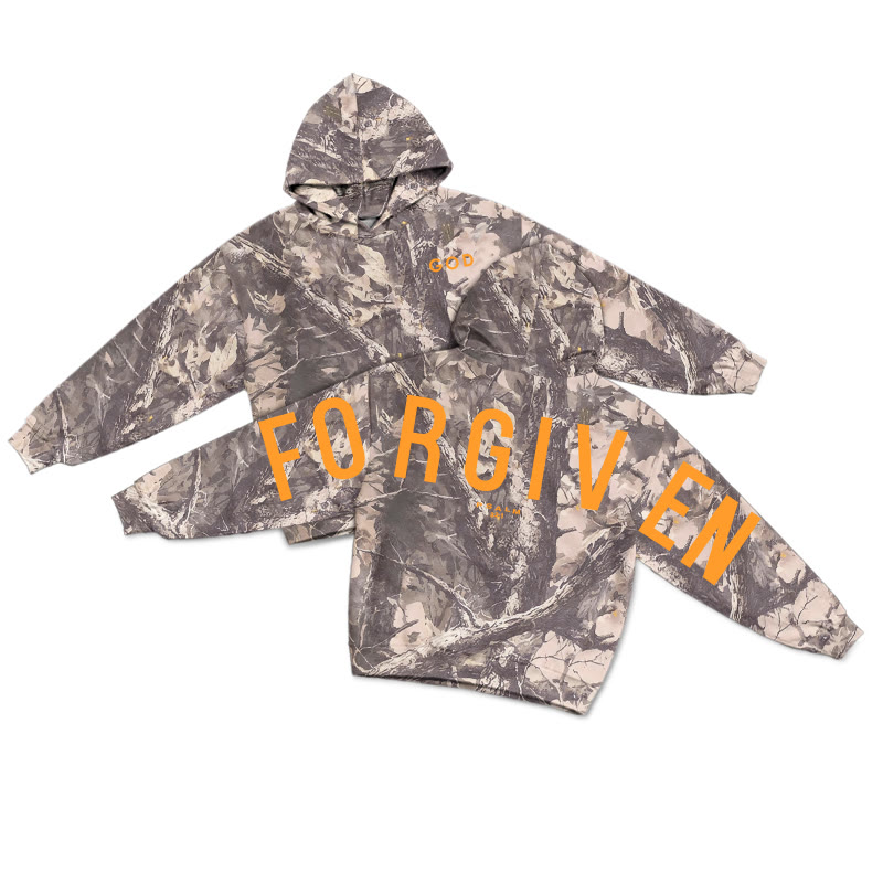 Forgiven Color-blocking Dead Leaves Camouflage Print Hoodie - Brown - US44-46(8XL) - image 1