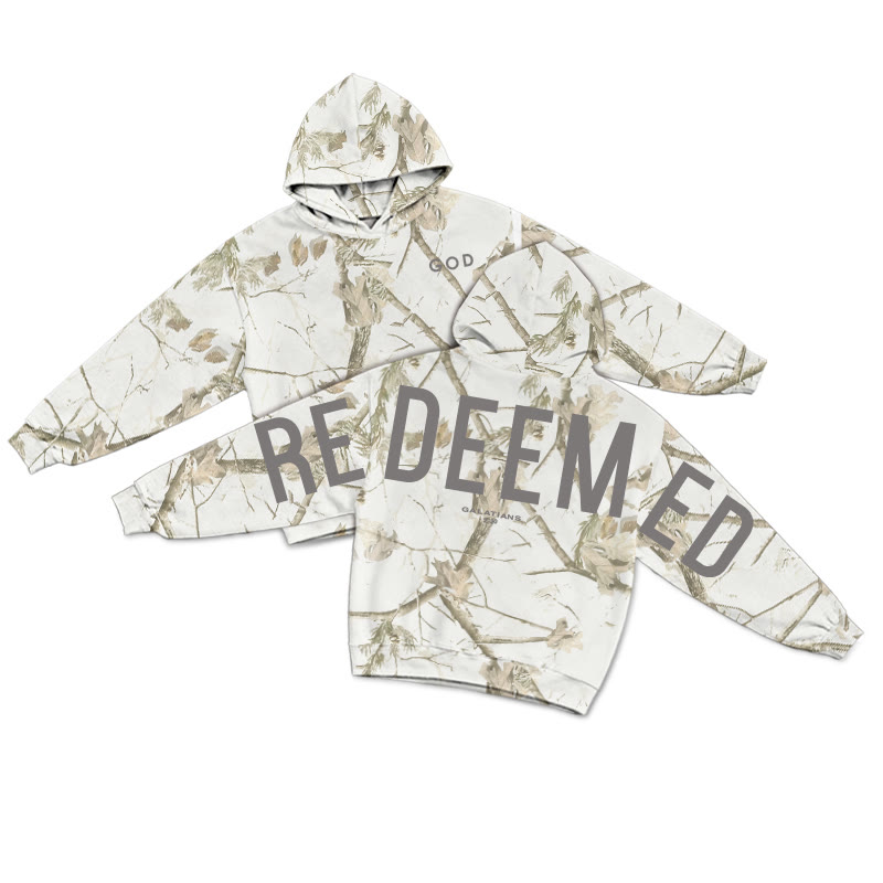 Redeemed Dead Leaves Camouflage Print Causal Hoodie - Beige - US44-46(8XL) - image 1