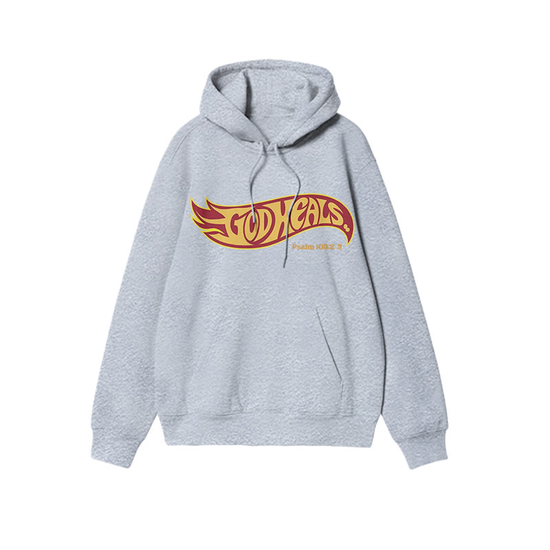 God Heals Psalm 103:3 Print Hoodie - Grey - US16-18(2XL) - image 3