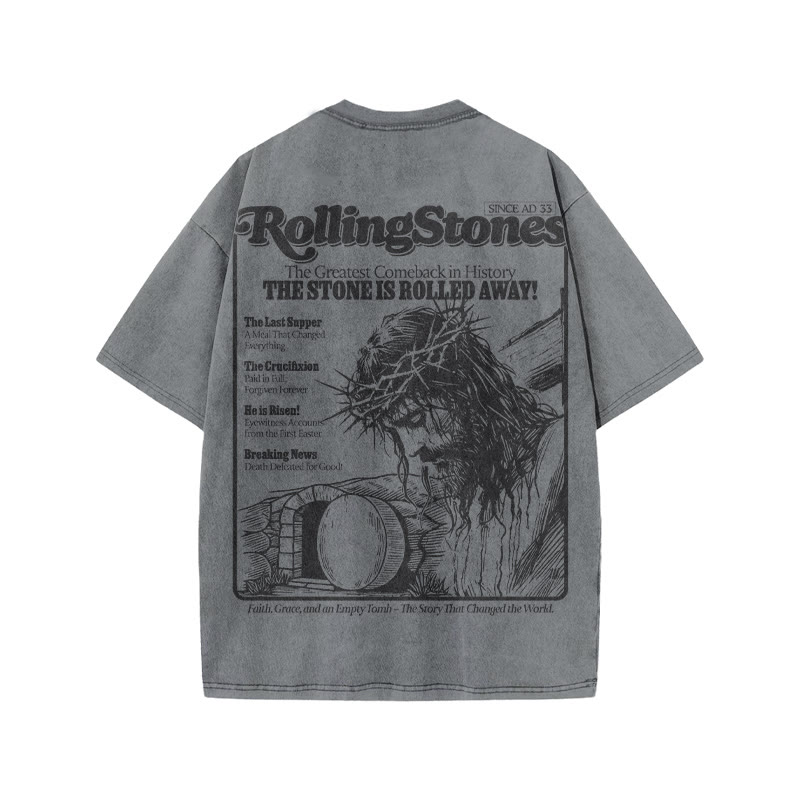 Rolling Stones The Stone Is Rolled Away Print Acid Washed T-shirt - image 1