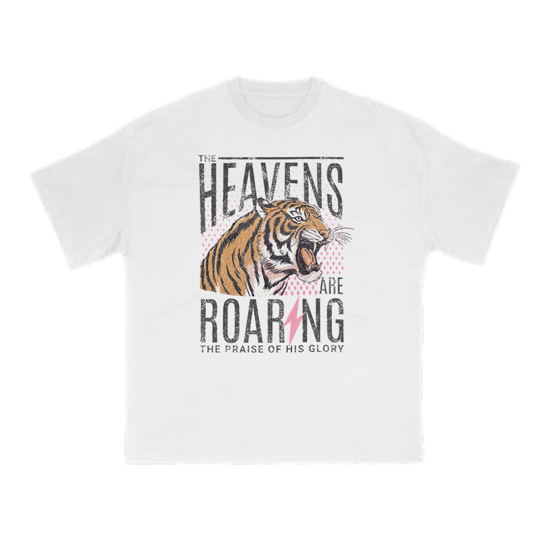 The Heavens Are Roaring The Praise Of His Glory Print T-shirt - White - US16-18(2XL) - image 1