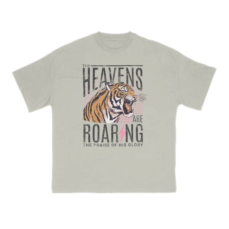 The Heavens Are Roaring The Praise Of His Glory Print T-shirt - Warm Grey - US16-18(2XL) - image 4