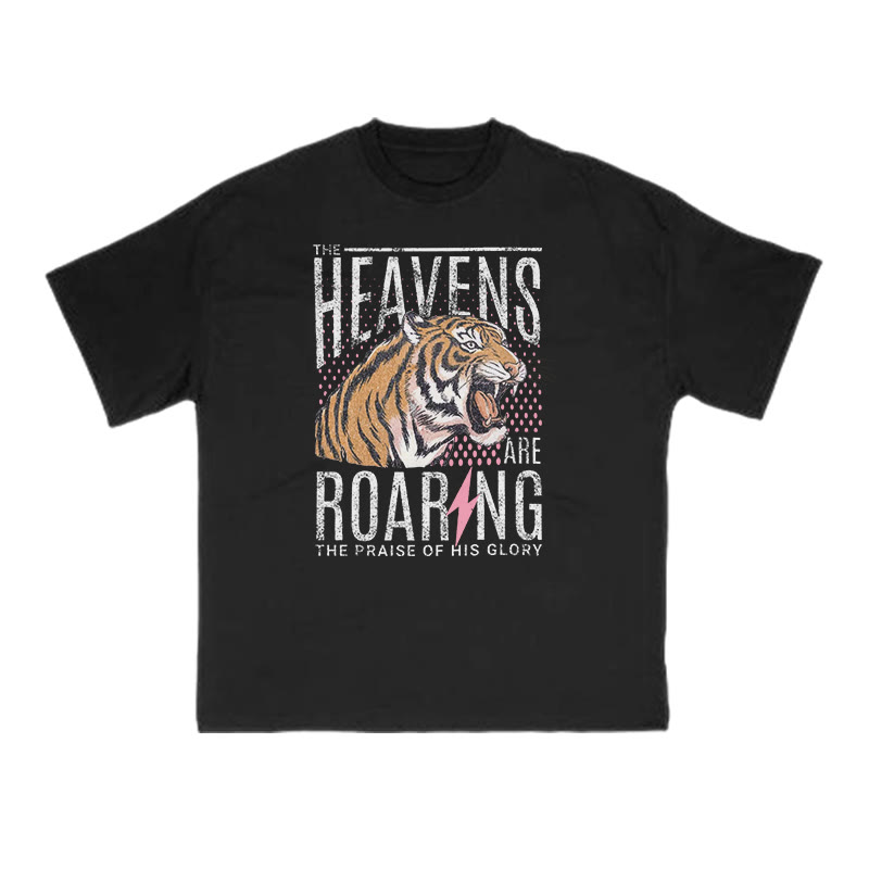 The Heavens Are Roaring The Praise Of His Glory Print T-shirt - Black - US16-18(2XL) - image 2