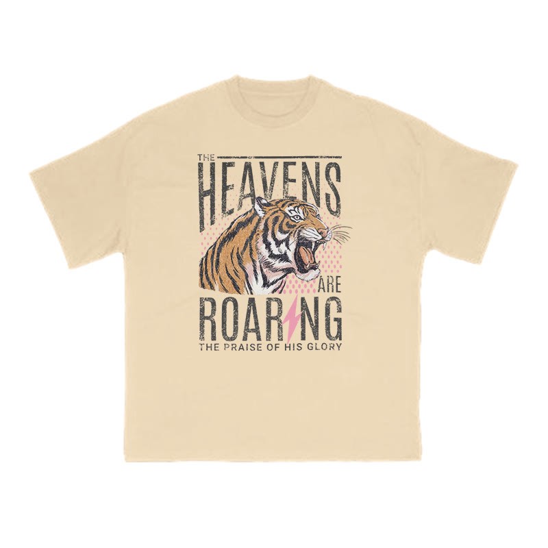 The Heavens Are Roaring The Praise Of His Glory Print T-shirt - Apricot - US16-18(2XL) - image 5